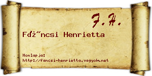 Fáncsi Henrietta névjegykártya